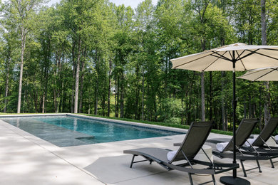 Pool - large transitional backyard concrete and rectangular pool idea in Richmond