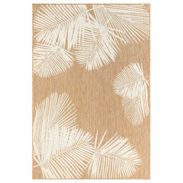 Carmel Palm Indoor/Outdoor Rug, Sand, 4'10"x7'6"