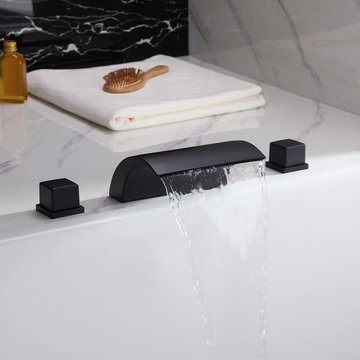 $135.99, Modern Stylish Waterfall Roman Tub Faucet Double Handle Brass Deck Moun