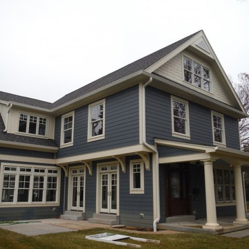 Evening Blue Lap Siding w/ Shingle Siding and Board & Batten Siding (Sail Cloth)