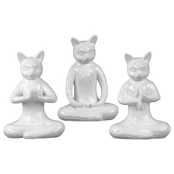 Ceramic Figurines, Gloss White, 3-Piece Set