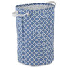 PE-Coated Cotton Polyester Laundry Hamper Lattice French Blue Round 13.5x13.5x20