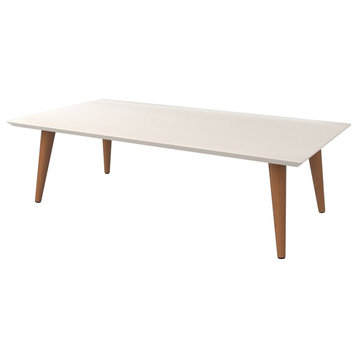 Manhattan Comfort Utopia High Rectangle Coffee Table, Splayed Legs, Off White