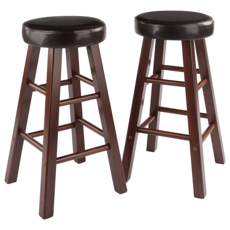 Maria 2-Pc Cushion Seat Counter Stool Set, Espresso & Walnut