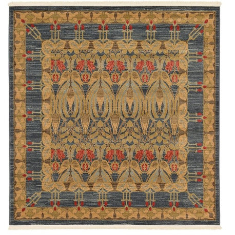 Traditional Stirling 6' Square Denim Area Rug