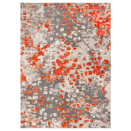 Safavieh Monaco Collection MNC225 Rug, Grey/Orange, 9'x12'