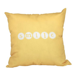 Yellow Smile Word Print Pillow - Decorative Pillows