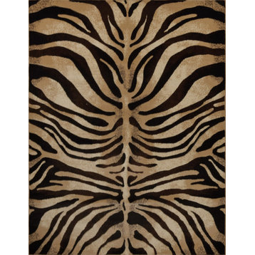 Modern Zebra Stripes Area Rug 8x8 Animal Skin Round Carpet -Actual 7'10" x 7'10