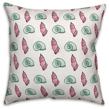 Green and Pink Shells 16x16 Spun Poly Pillow