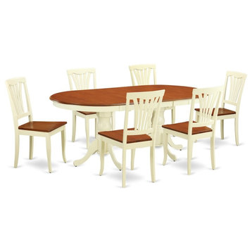 7-Piece Dining Room Set, Table 6 Kitchen Chairs, Buttermilk and Cherry