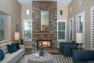 Trendy living room photo in Orange County