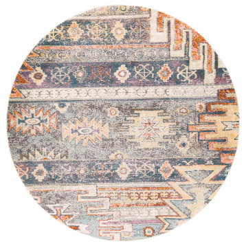 New Mexico NWM-2310 Rustic Colorful/Blue 7'10" Round Area Rug