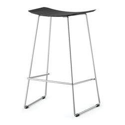 Winnie Chrome Stool With Black Stained Solid European Oak Seat by Glid Studio - Bar Stools And Counter Stools