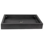Eden Bath - Modern Black Lava Stone Rectangular Bathroom Vessel Sink, 22"x16" - The Eden Bath Rectangular Vessel Sink in Lava Stone is made in a honed finish. The simple design and lines of the Eden Bath Rectangular Vessel Stone Sinks are perfect for contemporary or any style homes. It comes in beautiful stone materials that will make it the centerpiece of your bathroom. This model is made of honed Lava Stone, a volcanic rock that gives a wonderful smooth, muted dark gray, black effect. We recommend that you also purchase a drain with your stone sink in the same finish of your faucet.