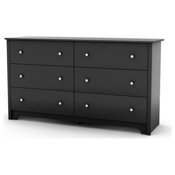 South Shore Vito 6-Drawer Double Dresser, Pure Black