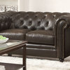 Emma Mason Signature Lenore Pull-Up Bonded Leather Stationary Loveseat in Brown