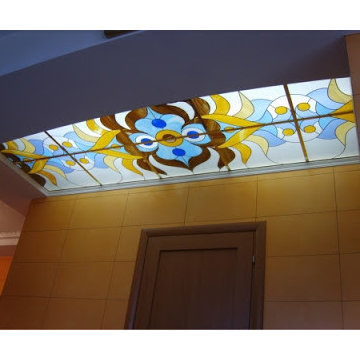 Installing stained glass panels in false ceiling designs