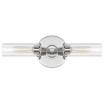 Modina 2-Light Clear Bathroom Vanity Light in Chrome