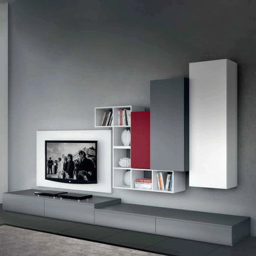 Bologna grey TV media unit composition by Favero Mobili