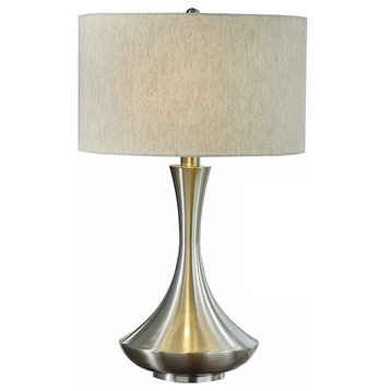 Aladdin 28.5" LED Brushed Steel Compact Fluorescent Table Lamp With Tan Shade