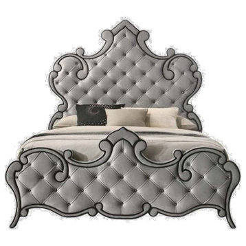 ACME Perine Queen Bed, Gray Velvet