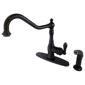 Single-Handle Kitchen Faucet w/Sprayer and Deck Plate, Oil Rubbed Bronze