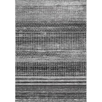 nuLOOM Nova Stripes Contemporary Area Rug, Dark Gray, 6'7"x9'