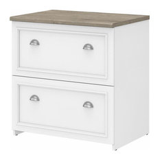 Fairview 2 Drawer Lateral File Cabinet in White and Gray - Engineered Wood