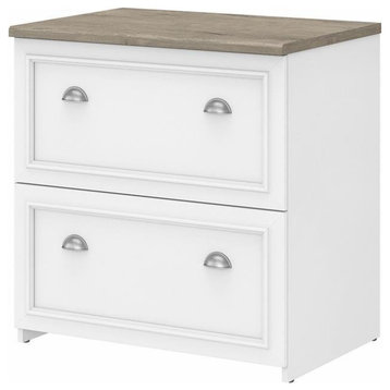 Fairview 2 Drawer Lateral File Cabinet in White and Gray - Engineered Wood