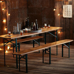 Roost Biergarten Folding Table & Benches - SKU: F204 - Game Room And Bar Furniture
