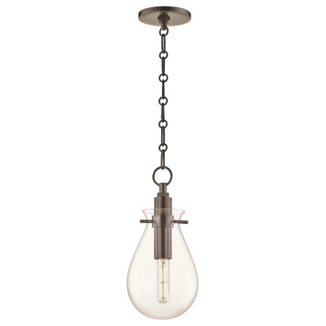 Ivy LED Small Pendant With Clear Glass Shade, Old Bronze