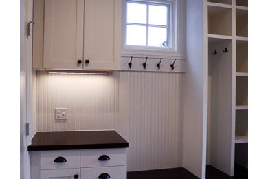 Transitional Mud Room | Herringbone Brick Floors