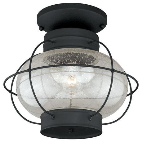 Chatham 13" Outdoor Semi Flush Mount Ceiling Light Textured Black