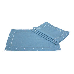 Xia Home Fashions - Polka Dot Embroidered Easy Care Placemats, 13"x19In, Set of 4 - Placemats