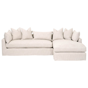 Haven 110" Lounge Slipcover RF Sectional Bisque, Espresso