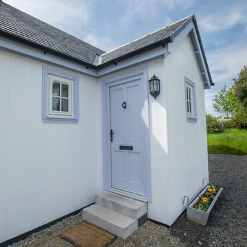Front door painted in lavender grey from dulux heritage range