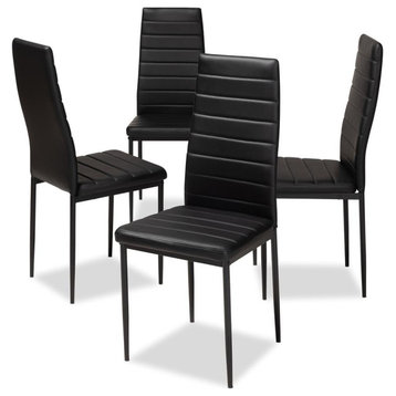 Armand Modern and Contemporary Black Faux Leather Upholstered Dining Chair...