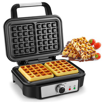 Extra Deep Belgian Waffle Maker 2-Slice Non-Stick Waffle Iron with 5 Browning, 2 Slices