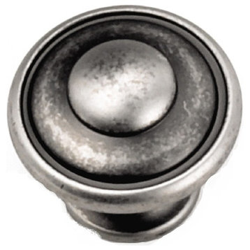 1 1/8" Windsor Button-Top Knob - Antique Pewter