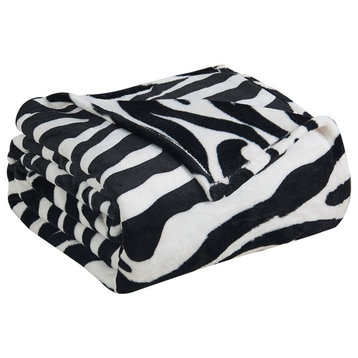 Zebra Safari Printed Flannel Fleece Blanket, Twin