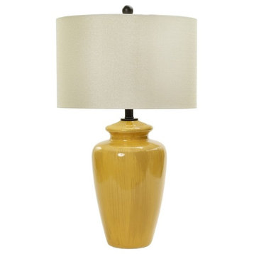 Fangio Lighting 28" Ceramic Table Lamp, Rustic Amber Crackle, Yellow