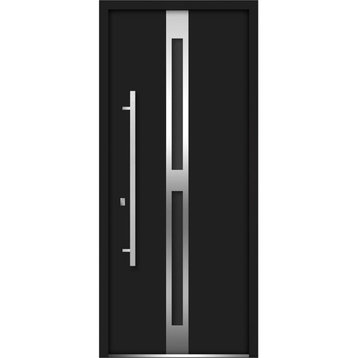 Exterior Prehung Glass Door / Deux 1755 Black Enamel Right in