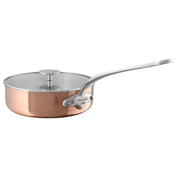 Mauviel M'3S Copper Sautepan With Lid & Cast Stainless Steel Handle, 3.2-qt