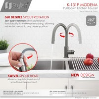 STYLISH Modern Single Handle Pull down Sprayer Kitchen Faucet in Gunmetal