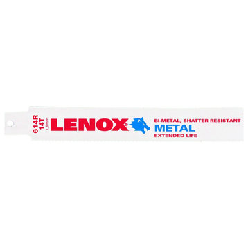 Lenox 20565S614R Metal Cutting Reciprocating Saw Blade, 14 TPI, 6"
