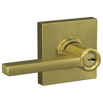 Schlage F51A-LAT-COL Latitude Single Cylinder Keyed Entry Door - Satin Brass