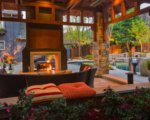 Double Sided Outdoor Fireplace | Houzz