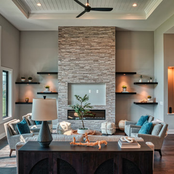 Transitional Living Room - Fireplace Wall