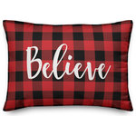 Designs Direct Creative Group - Believe, Buffalo Check Plaid 14x20 Lumbar Pillow - Decorate for Christmas with this holiday-themed pillow. Digitally printed on demand, this  design displays vibrant colors. The result is a beautiful accent piece that will make you the envy of the neighborhood this winter season.