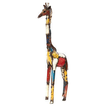 Colorful Recycled Oil Drum Giraffe Sculpture, Small
